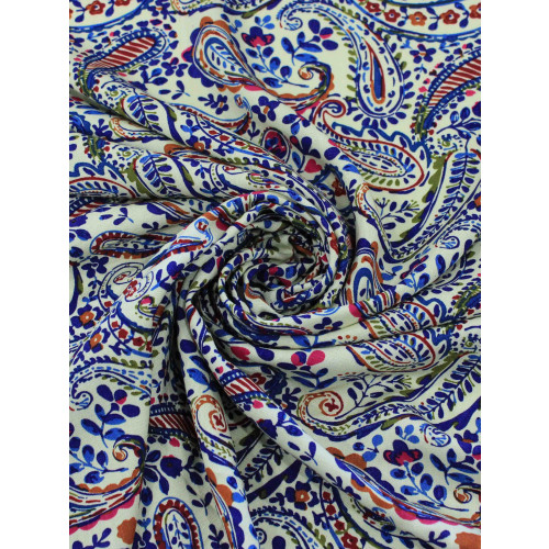 Tecido Viscose Macro Cashmere Azul Marrom e Bege