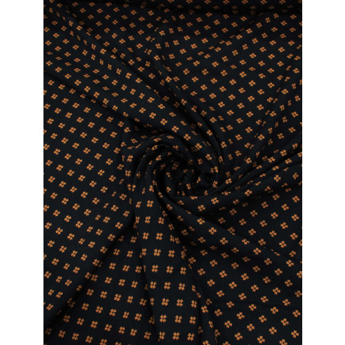 Tecido Viscose Micro Trevo Preto Laranja