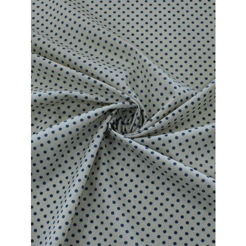 Tecido Linho Misto Bolinhas Vintage Azul 