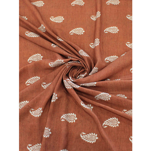 Tecido Viscose Premium Cashmere com Barrado Terracota e Bege