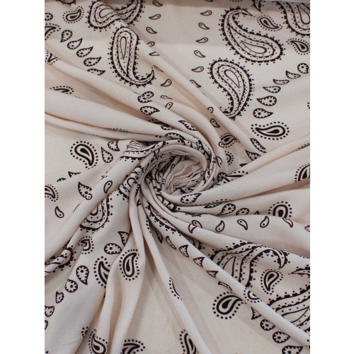 Tecido Viscose Premium Bandana Cashmere Bege e Preto