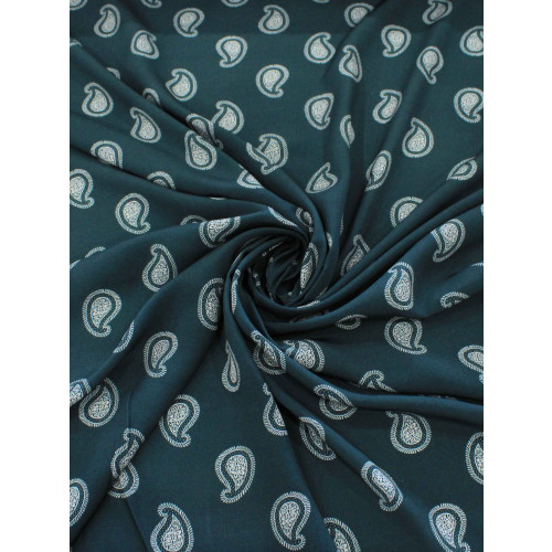 Tecido Viscose Premium Micro Cashmere Verde Petróleo e Off-White