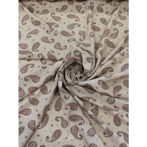 Tecido Viscose Premium Cashmere Vintage Bege e Marrom
