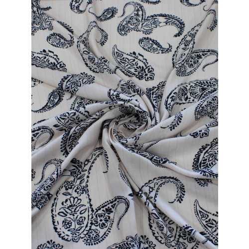 Tecido Viscose Premium Cashmere Trabalhada Bege e Preto