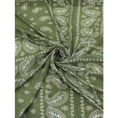Tecido Viscose Premium Bandana Cashmere Verde e Branco