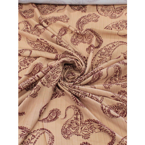 Tecido Viscose Premium Cashmere Trabalhada Marrom Claro e Vinho