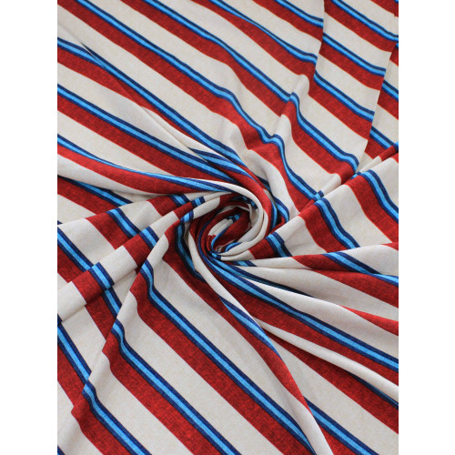 Tecido Viscose Listrado Vermelho e Azul