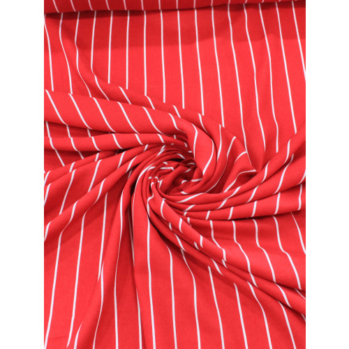 Tecido Viscose Listrado Vermelho e Branco
