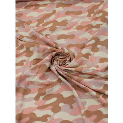 Tecido Viscose Camuflado Rosa, Rosê e Nude