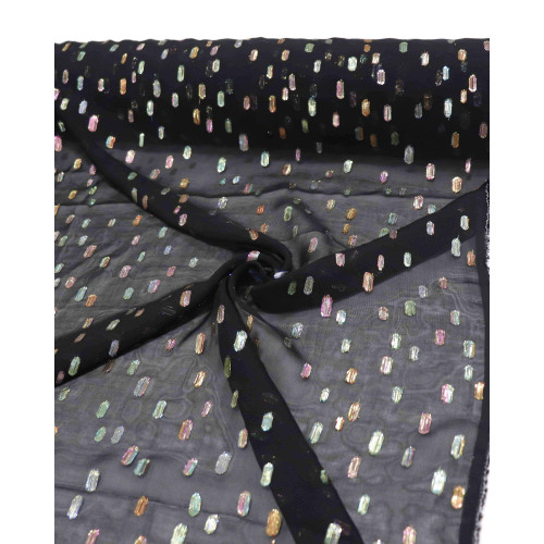 Tecido Crepe Chiffon Foil Colorido e Preto (COM DETALHES)