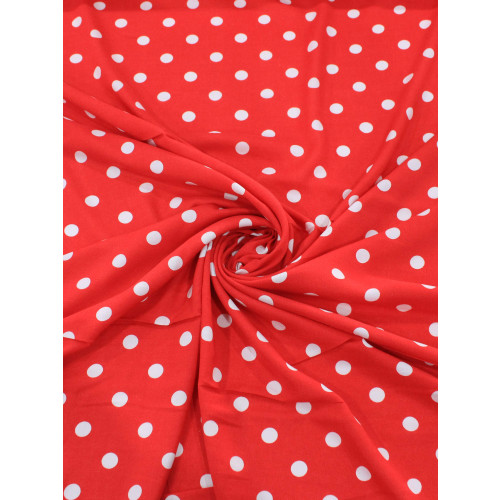 Tecido Viscose Poá Vermelho e Branco
