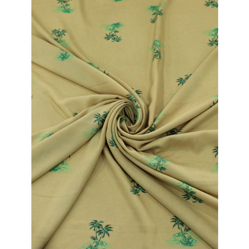 Tecido Viscose Mini Palmeiras Fundo Bege