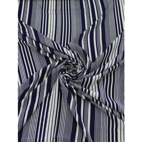 Tecido Viscose Listrado Azul Marinho e Creme
