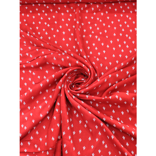 Tecido Viscose Micro Cacto Vermelho e Branco