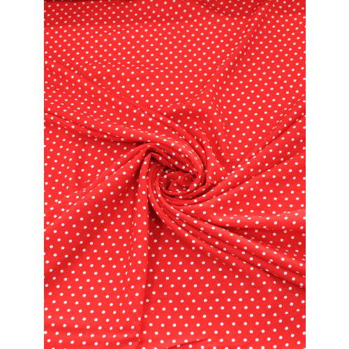 Tecido Viscose Micro Poá Vermelho e Branco