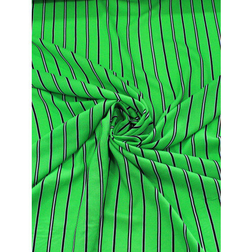 Tecido Viscose Listrado Verde Preto e Branco