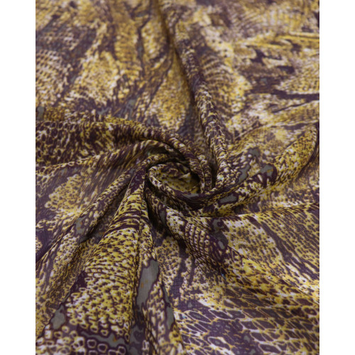 Tecido Crepe Chiffon Animal Print Marrom e Amarelo