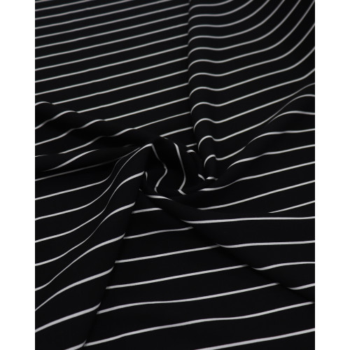 Tecido Viscose Texturizada Listrado Branco e Preto