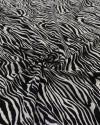 Tecido Crepe Chiffon Texturizado Italiano Animal Print Creme e Preto