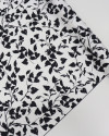 Tecido Viscose Acetinada Italiano Ramos de Folhas P/B