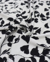 Tecido Viscose Acetinada Italiano Ramos de Folhas P/B