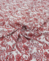 Tecido Viscose Italiano Flores Dviersas Vermelho e Branco