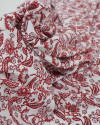 Tecido Viscose Italiano Flores Dviersas Vermelho e Branco
