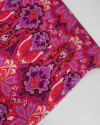 Tecido Viscose Acetinada Italiano Estampa Boho Roxo e Pink