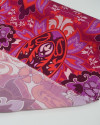Tecido Viscose Acetinada Italiano Estampa Boho Roxo e Pink