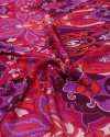 Tecido Viscose Acetinada Italiano Estampa Boho Roxo e Pink