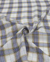 Tecido Tactel Italiano Quadriculado Duplo Amarelo Azul e Offwhite