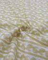 Tecido Cambraia de Linho Micro Ramos em Listra Amarelo e Branco
