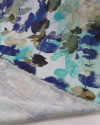 Tecido Linho Misto Italiano Sobreposição de Folhas Abstratas Colorido