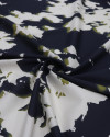 Tecido Tricoline Italiano Pintura e Sombreado Verde, Creme e Azul Marinho Noite