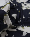 Tecido Tricoline Italiano Pintura e Sombreado Verde, Creme e Azul Marinho Noite