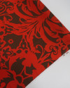 Tecido Viscose Fina Italiano Macro Folhagens e Arabescos Marrom e Vermelho