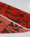 Tecido Viscose Fina Italiano Macro Folhagens e Arabescos Marrom e Vermelho