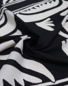 Tecido Crepe Silk Italiano Estampa Lenço Offwhite e Preto