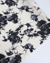 Tecido Viscose Italiano Pintura Floral Branco, Preto e Creme