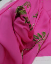 Tecido Crepe GGT Italiano Palmeiras Verde e Rosa