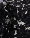 Tecido Crepe Koshibo Italiano Rosas Negras e Offwhite