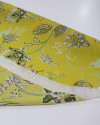 Tecido Crepe Silk Fino Italiano Flores em Batik Colorido e Amarelo Mostarda