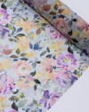 Tecido Crepe Chiffon Italiano Campo de Rosas Abstratas Colorido