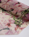 Tecido Crepe Chiffon Italiano Ramos e Flores Verde, Rosa e Bege