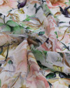 Tecido Crepe Chiffon Toque de Seda Italiano Camélias Coloridas 