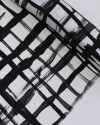 Tecido Viscose Italiano Multi Quadriculado Irregular Preto e Offwhite
