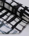 Tecido Viscose Italiano Multi Quadriculado Irregular Preto e Offwhite