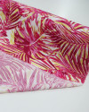 Tecido Viscose Macro Folhagem e Costela de Adão Pink, Amarelo e Branco