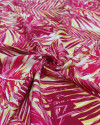 Tecido Viscose Macro Folhagem e Costela de Adão Pink, Amarelo e Branco