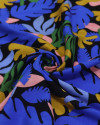 Tecido Viscose Texturizada Suculentas Tons de Azul, Verde e Preto